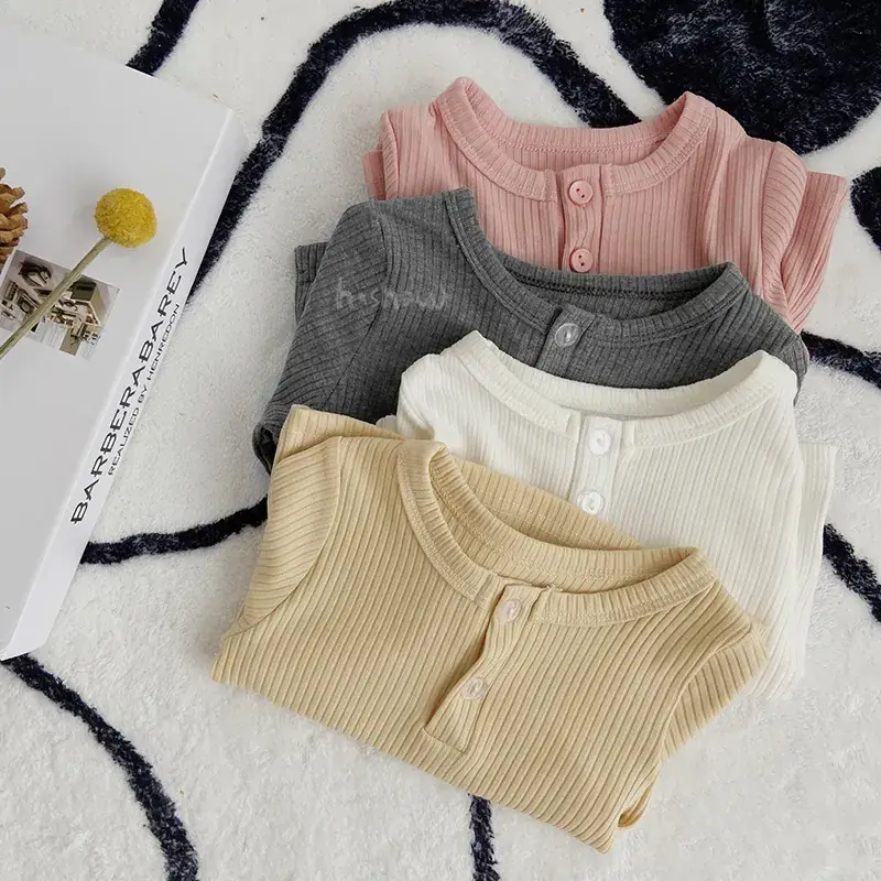 White Cotton Long Sleeve Baby T-shirt with Pit Strip