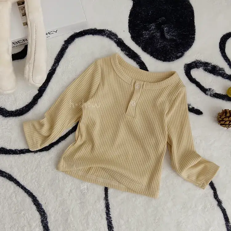 White Cotton Long Sleeve Baby T-shirt with Pit Strip