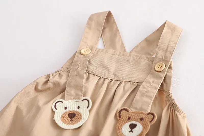 Cross-border Boys & Girls Summer Suit Brown White Straps — feature 10