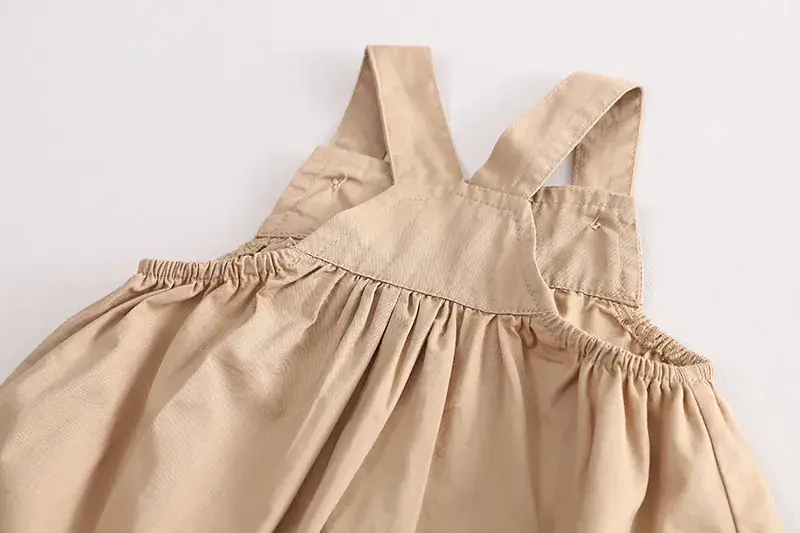 Cross-border Boys & Girls Summer Suit Brown White Straps — feature 11