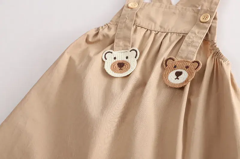 Cross-border Boys & Girls Summer Suit Brown White Straps — feature 12