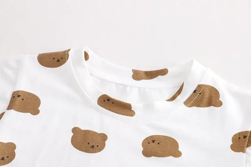 Cross-border Boys & Girls Summer Suit Brown White Straps — feature 5