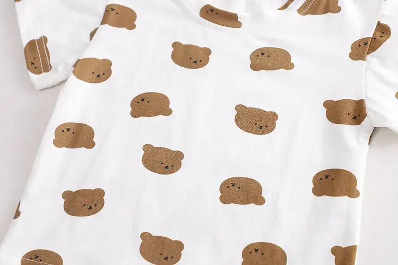 Cross-border Boys & Girls Summer Suit Brown White Straps — feature 6