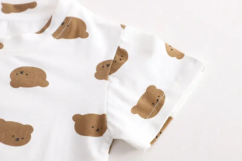 Cross-border Boys & Girls Summer Suit Brown White Straps — feature 7