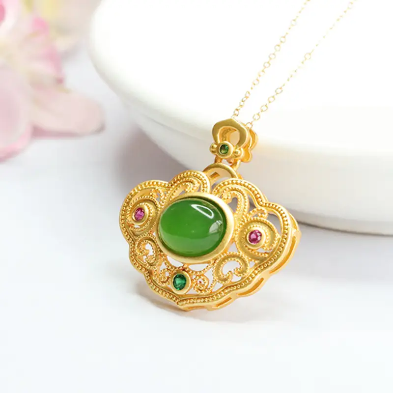 Guan Yu Jade Pendant Necklace Green Crystal Russian Material - Image 4
