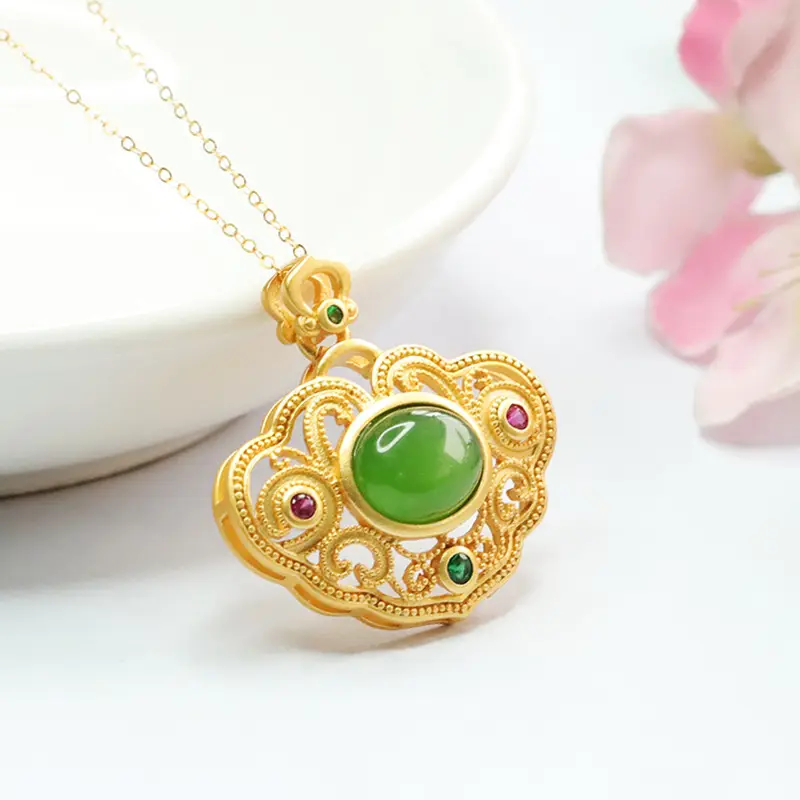 Guan Yu Jade Pendant Necklace Green Crystal Russian Material - Image 5