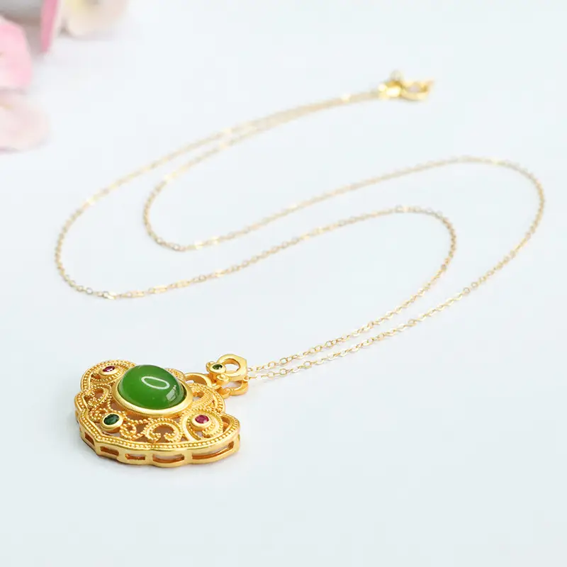 Guan Yu Jade Pendant Necklace Green Crystal Russian Material - Image 6