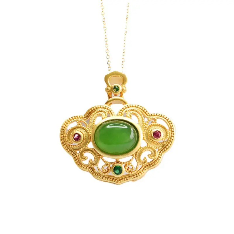 Guan Yu Jade Pendant Necklace Green Crystal Russian Material - Image 7