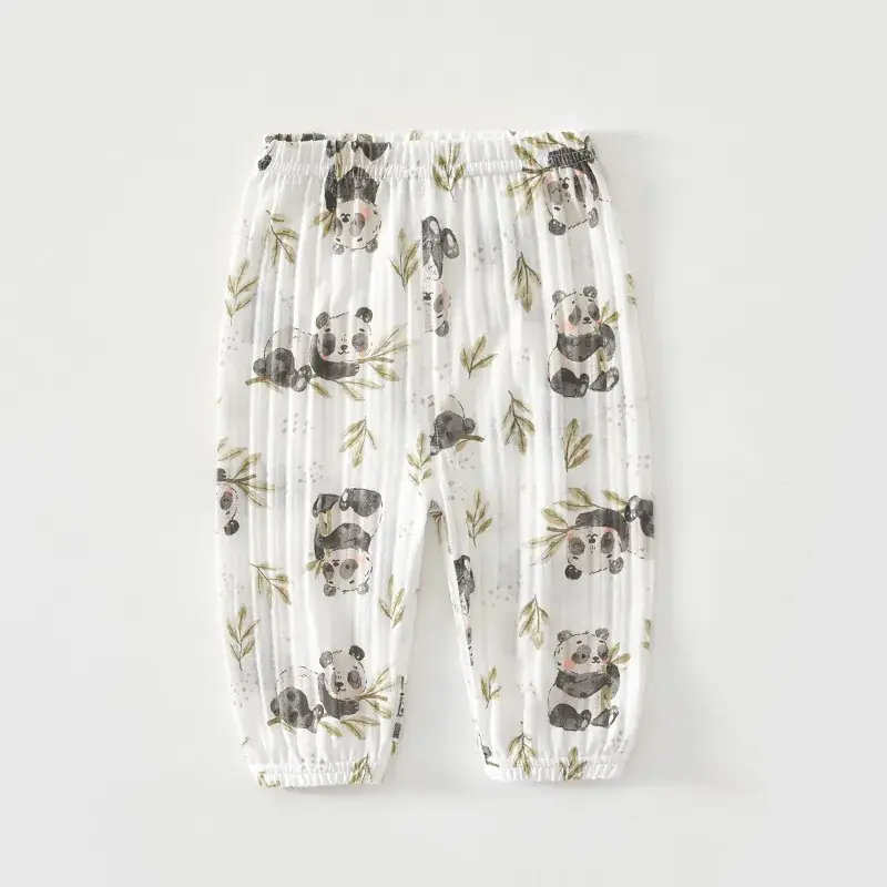 Baby Mosquito Proof Ankle-Tied Pants White Printed - Image 2