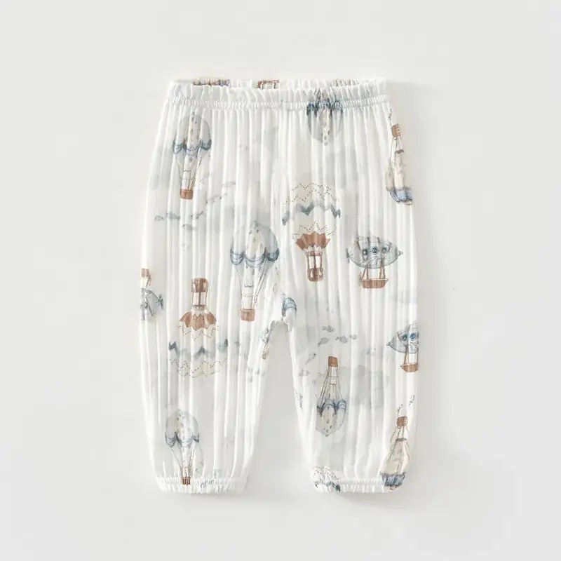 Baby Mosquito Proof Ankle-Tied Pants White Printed - Image 3