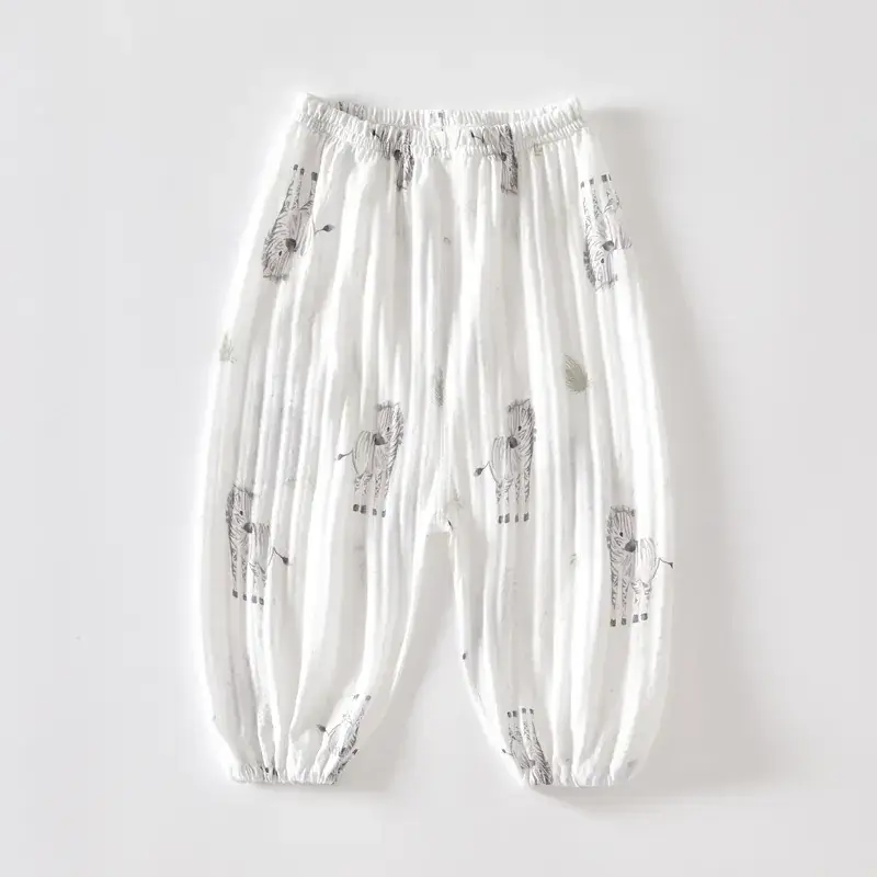 Baby Mosquito Proof Ankle-Tied Pants White Printed - Image 6