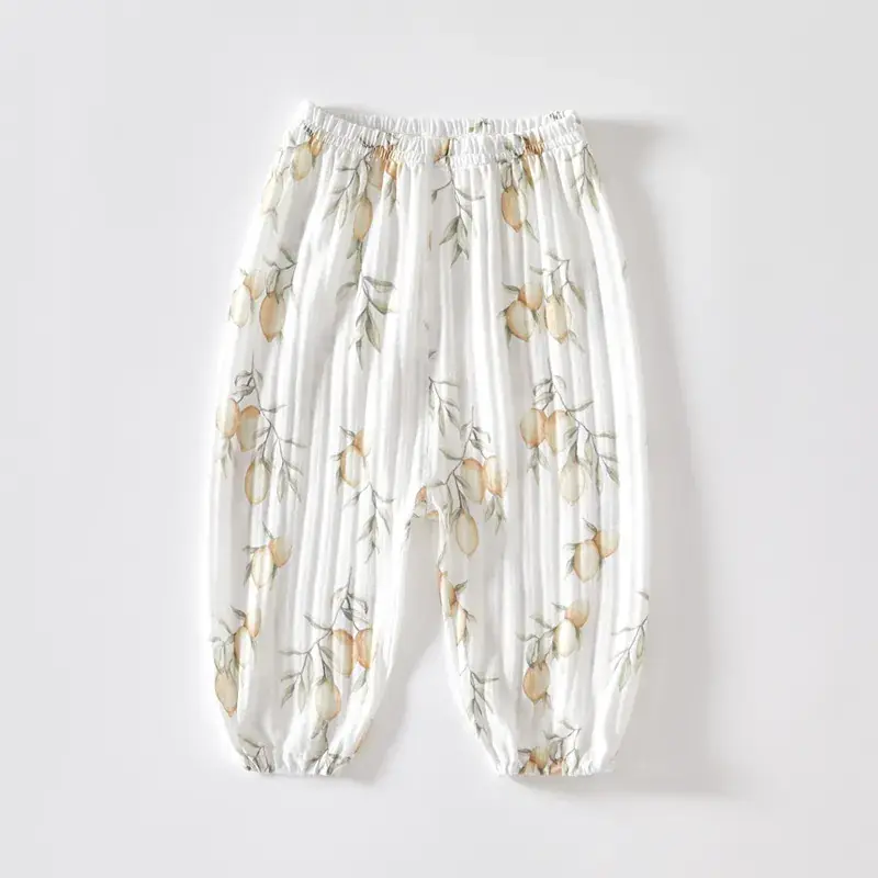 Baby Mosquito Proof Ankle-Tied Pants White Printed - Image 7