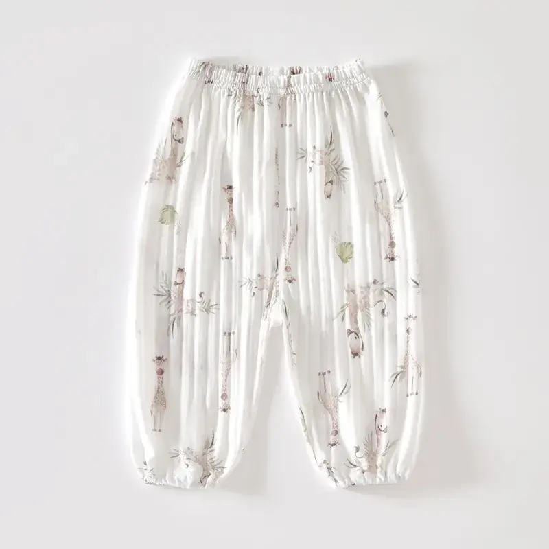 Baby Mosquito Proof Ankle-Tied Pants White Printed - Image 8