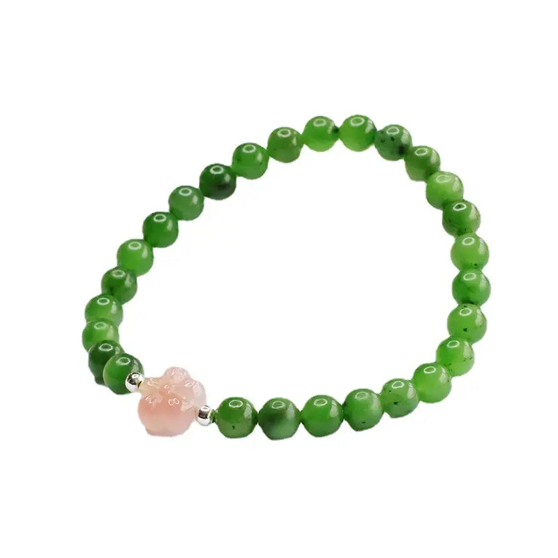 Green Jade Flower Bracelet for Women - Image 5
