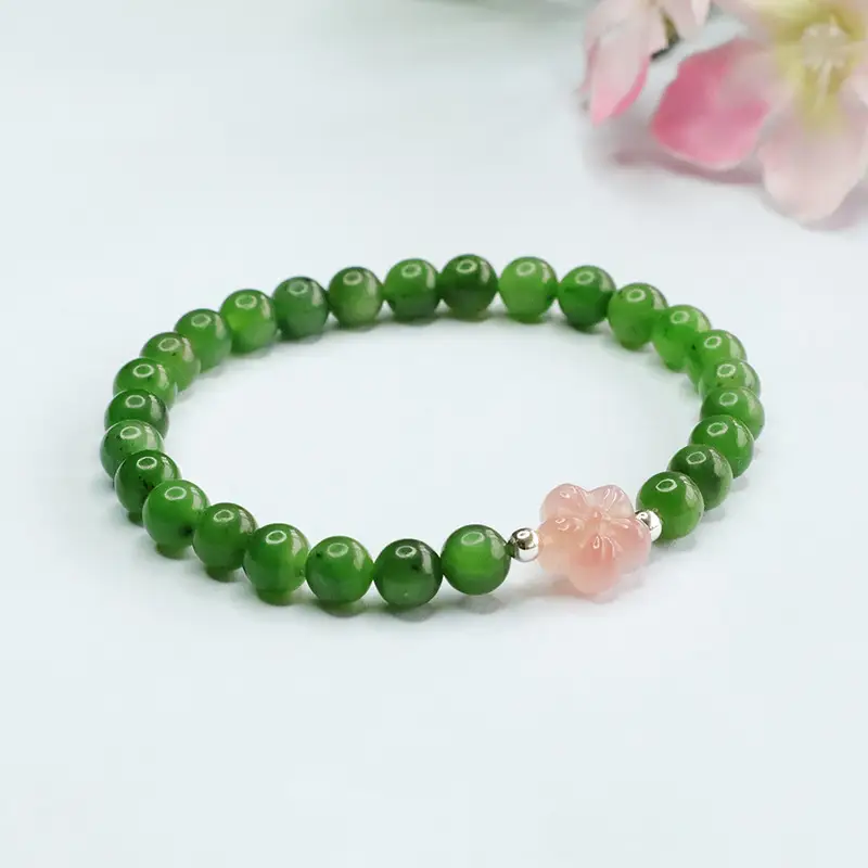 Green Jade Flower Bracelet for Women — feature 6