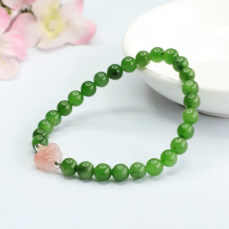 Green Jade Flower Bracelet for Women — feature 9