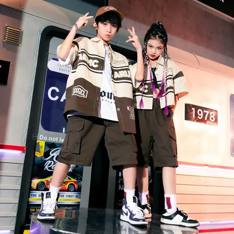 Hip Hop Boys Polo Shirt Cream Brown 2024 - Image 8