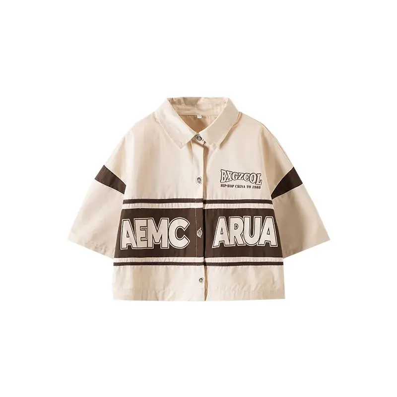 Hip Hop Boys Polo Shirt Cream Brown 2024 - Image 2