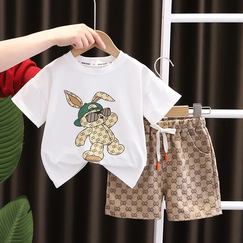 Foreign Trade Boys Summer T-Shirt Shorts Set - Image 3