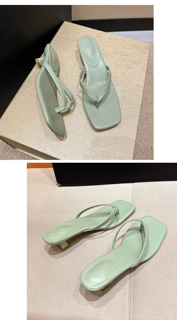 Women Square Toe Stiletto Slippers Summer Flip Flops — feature 21