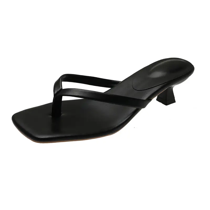 Women Square Toe Stiletto Slippers Summer Flip Flops
