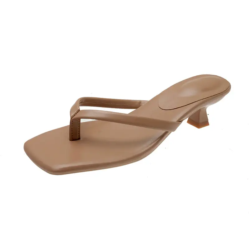 Women Square Toe Stiletto Slippers Summer Flip Flops