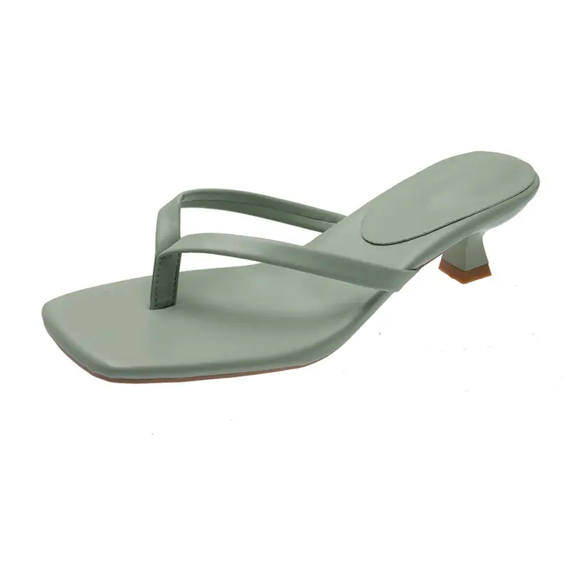 Women Square Toe Stiletto Slippers Summer Flip Flops