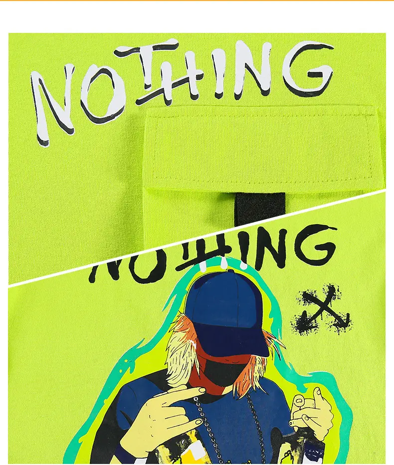 Summer Thin Boy's Neon Short Sleeve T-Shirt & Black Half Shorts Set — feature 2