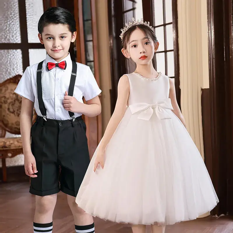 Pink Tulle Bow Dress for Girls Primary School - Image 6