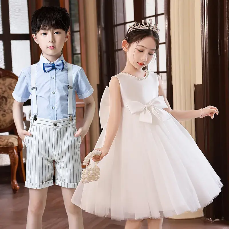 Pink Tulle Bow Dress for Girls Primary School - Image 7
