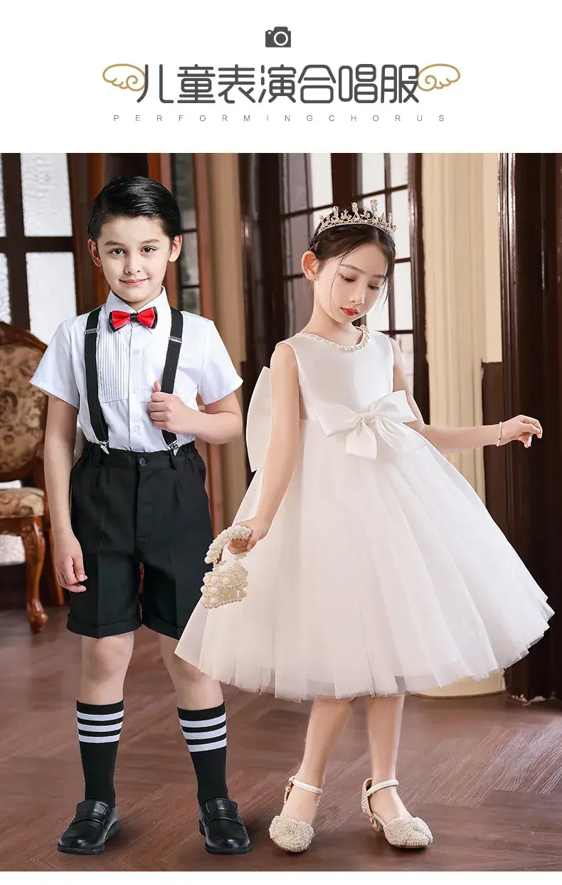 Pink Tulle Bow Dress for Girls Primary School — feature 1
