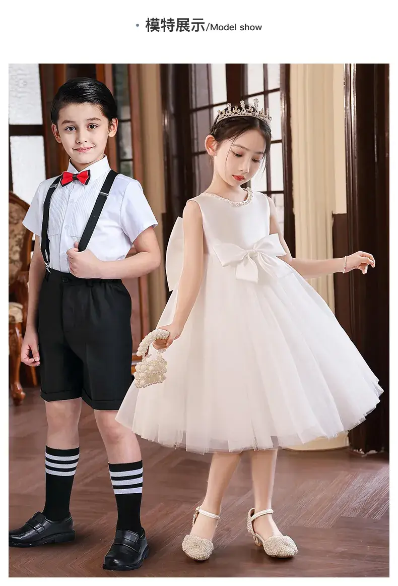 Pink Tulle Bow Dress for Girls Primary School — feature 10