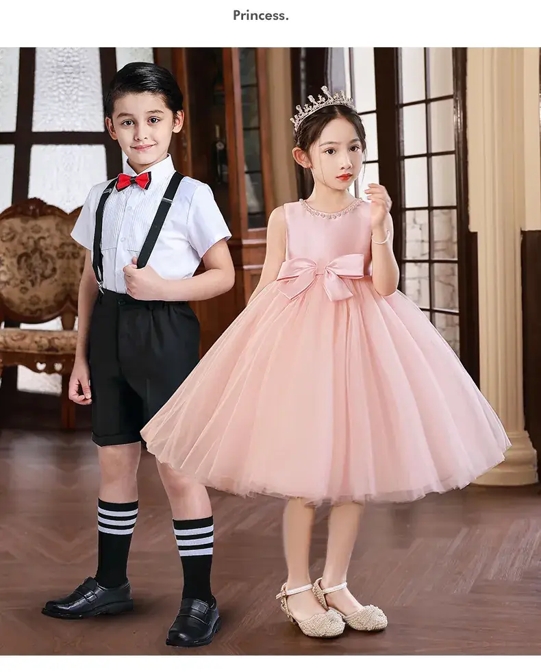 Pink Tulle Bow Dress for Girls Primary School — feature 16