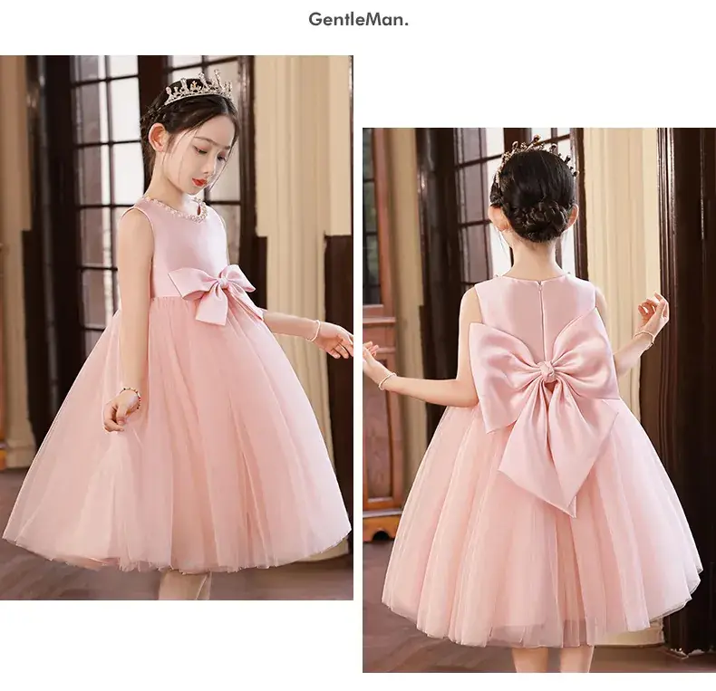 Pink Tulle Bow Dress for Girls Primary School — feature 18