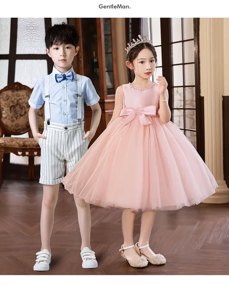 Pink Tulle Bow Dress for Girls Primary School — feature 19