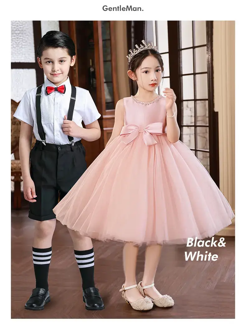 Pink Tulle Bow Dress for Girls Primary School — feature 2