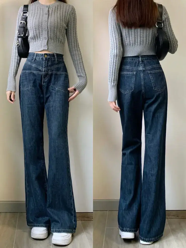Pear Shape High Waist Micro Flared Jeans Women Spring Large