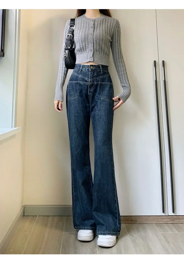 Pear Shape High Waist Micro Flared Jeans Women Spring Large — feature 4