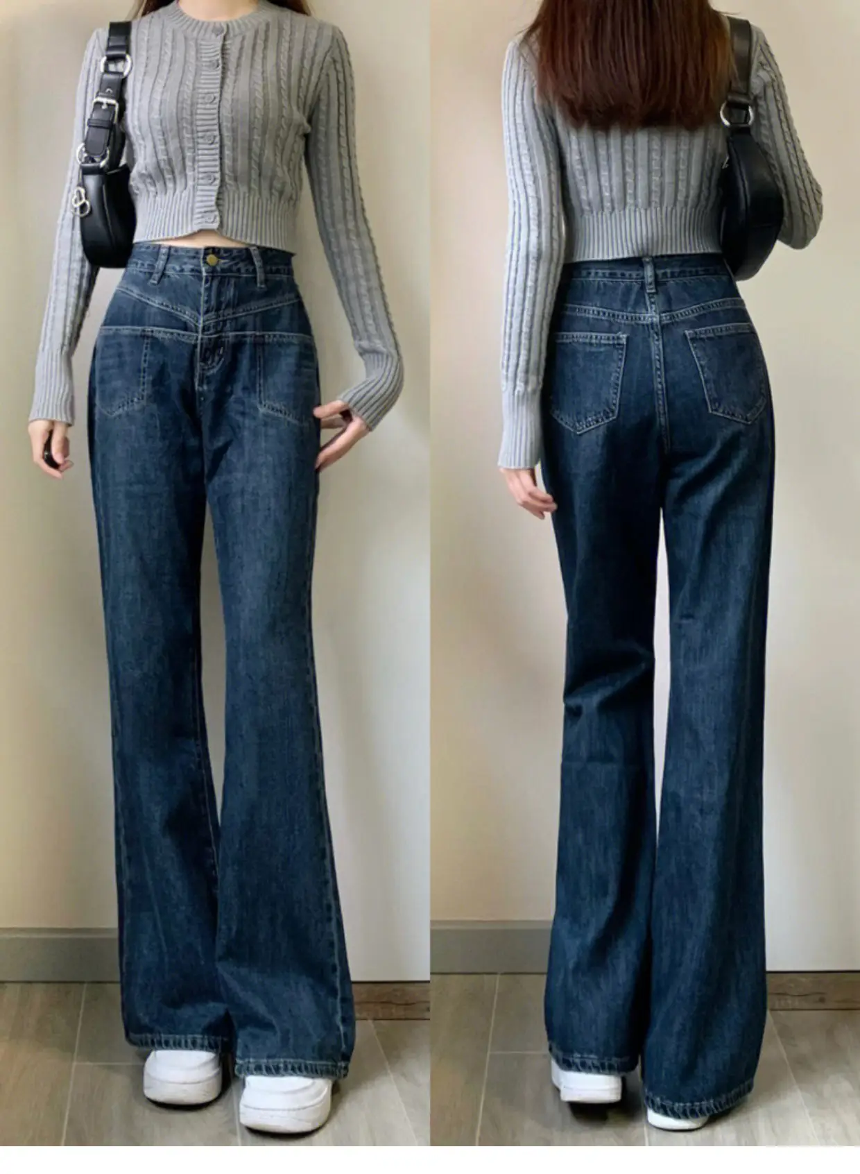 Pear Shape High Waist Micro Flared Jeans Women Spring Large — feature 7