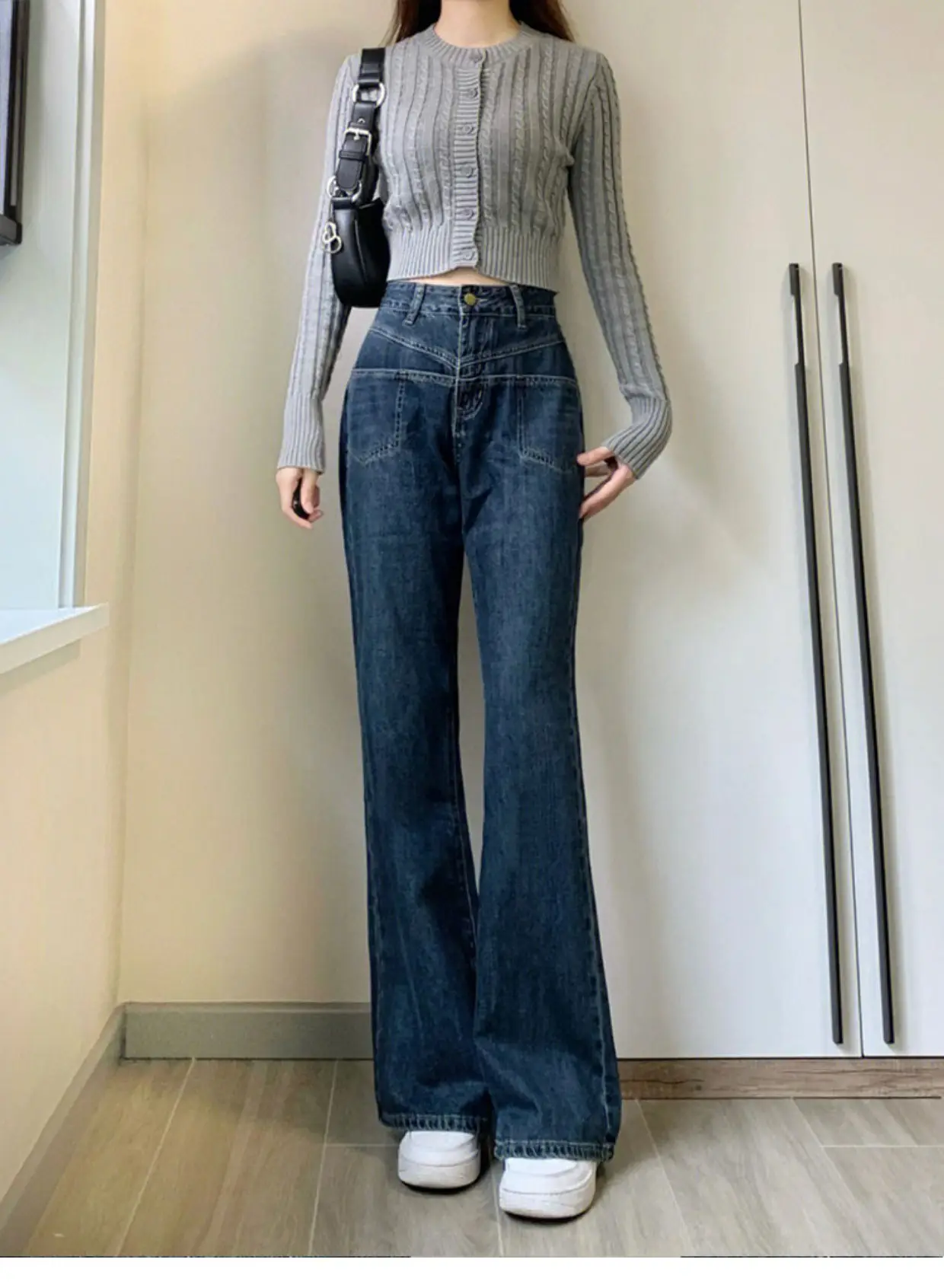Pear Shape High Waist Micro Flared Jeans Women Spring Large — feature 8