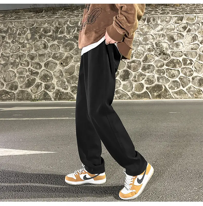 Men Smoke Gray Wide Leg Pants Spring Hong Kong Style — feature 12