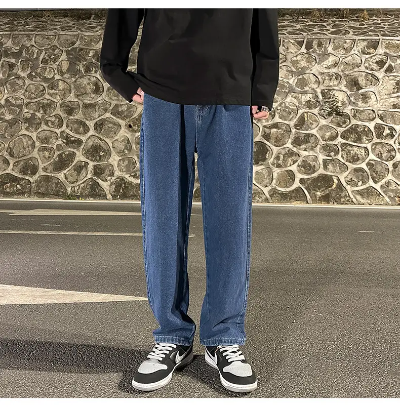 Men Smoke Gray Wide Leg Pants Spring Hong Kong Style — feature 16