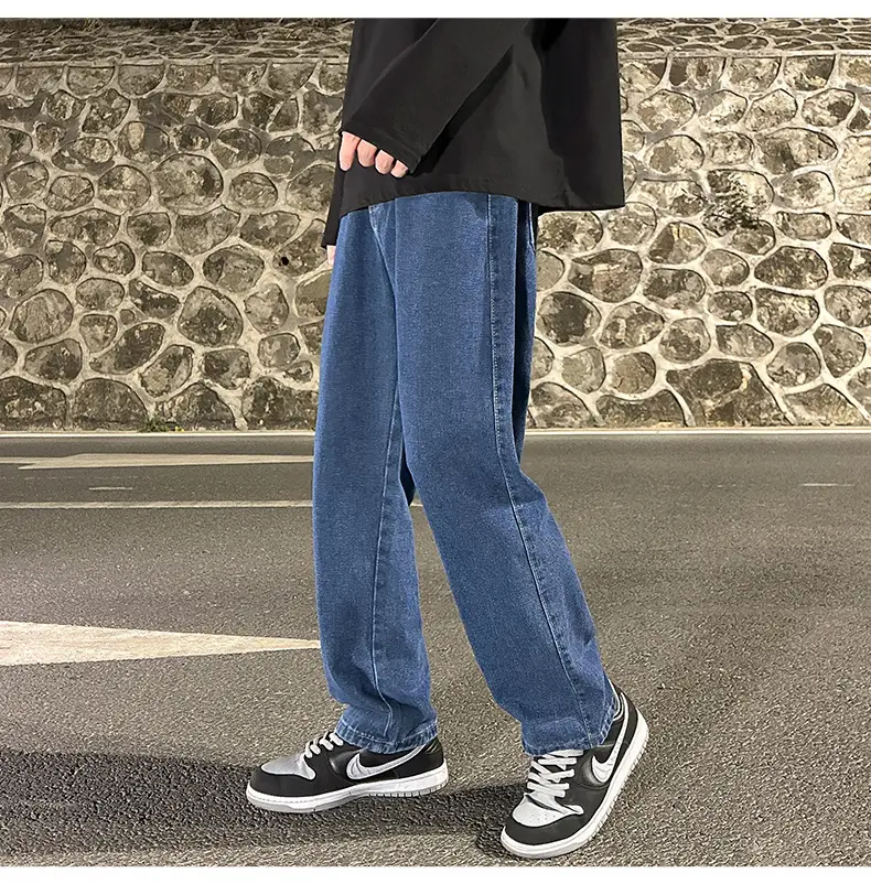 Men Smoke Gray Wide Leg Pants Spring Hong Kong Style — feature 18
