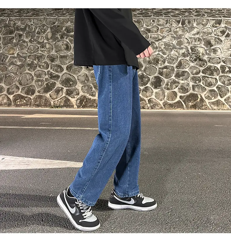 Men Smoke Gray Wide Leg Pants Spring Hong Kong Style — feature 19