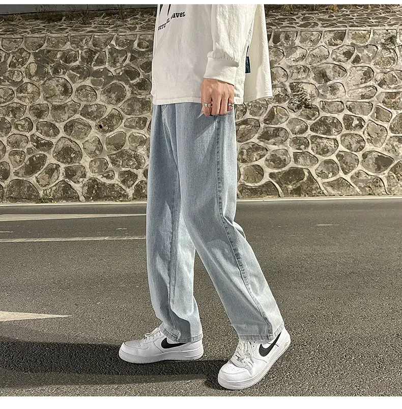 Men Smoke Gray Wide Leg Pants Spring Hong Kong Style — feature 20