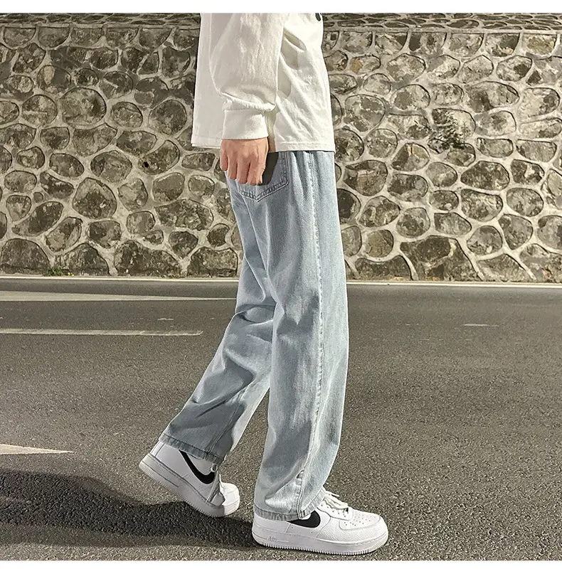Men Smoke Gray Wide Leg Pants Spring Hong Kong Style — feature 22