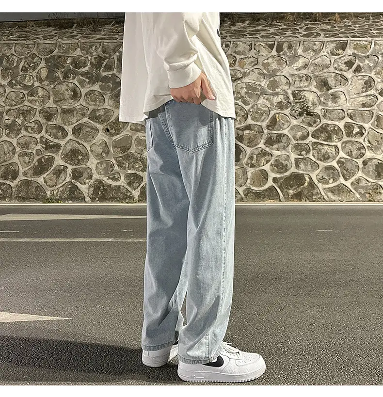 Men Smoke Gray Wide Leg Pants Spring Hong Kong Style — feature 23