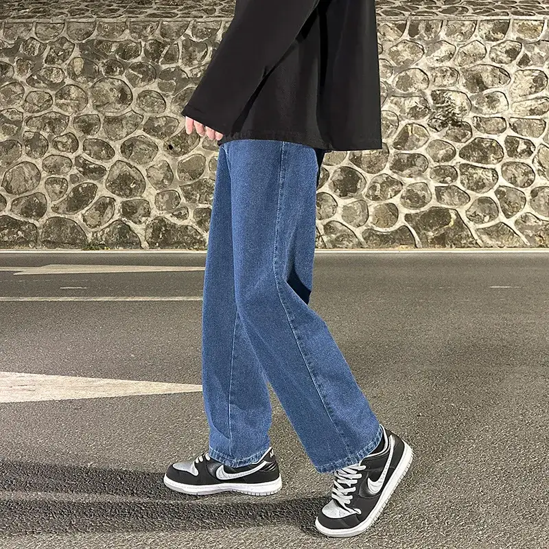 Men Smoke Gray Wide Leg Pants Spring Hong Kong Style