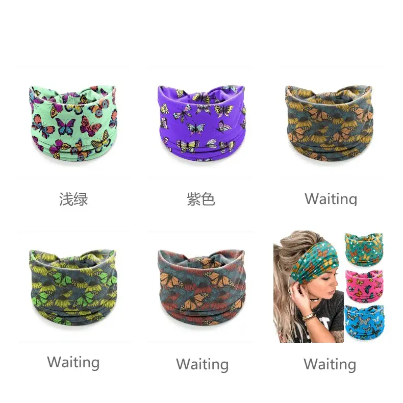 Butterfly Print Hair Band for Women Wide Brim Sports Accessory — feature 9