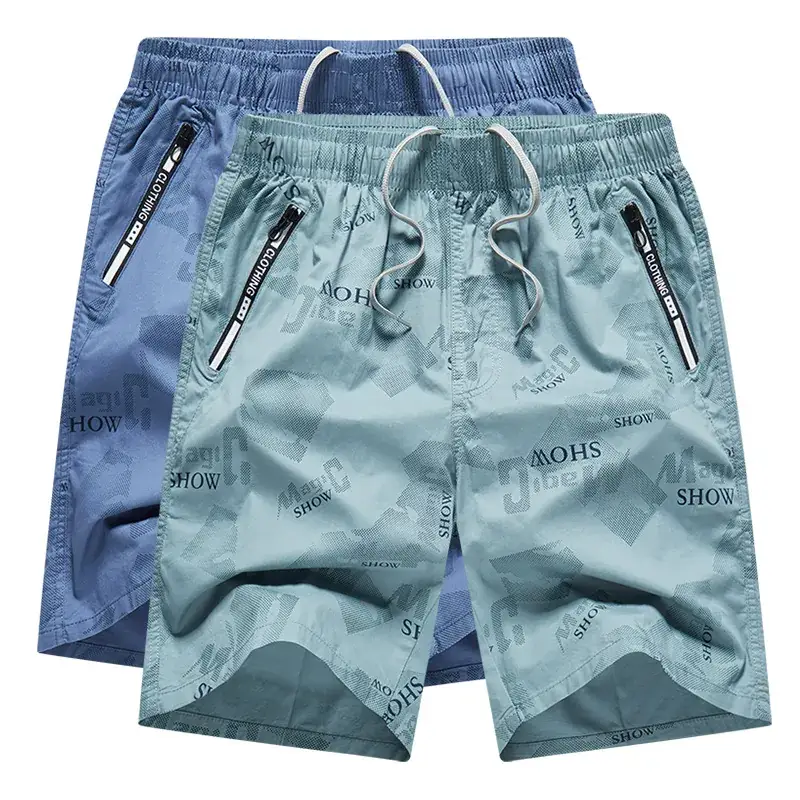 Men's 5-Piece Cotton Shorts Set Light Blue Drawstring Waist - Image 5